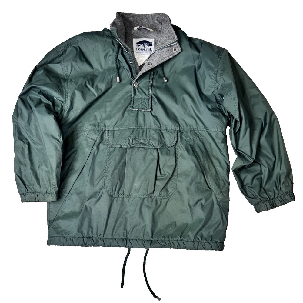 Vintage Forrestel USA Nylon Anorak Jacket Sz S 90s Fleece Line Bomber Pullover